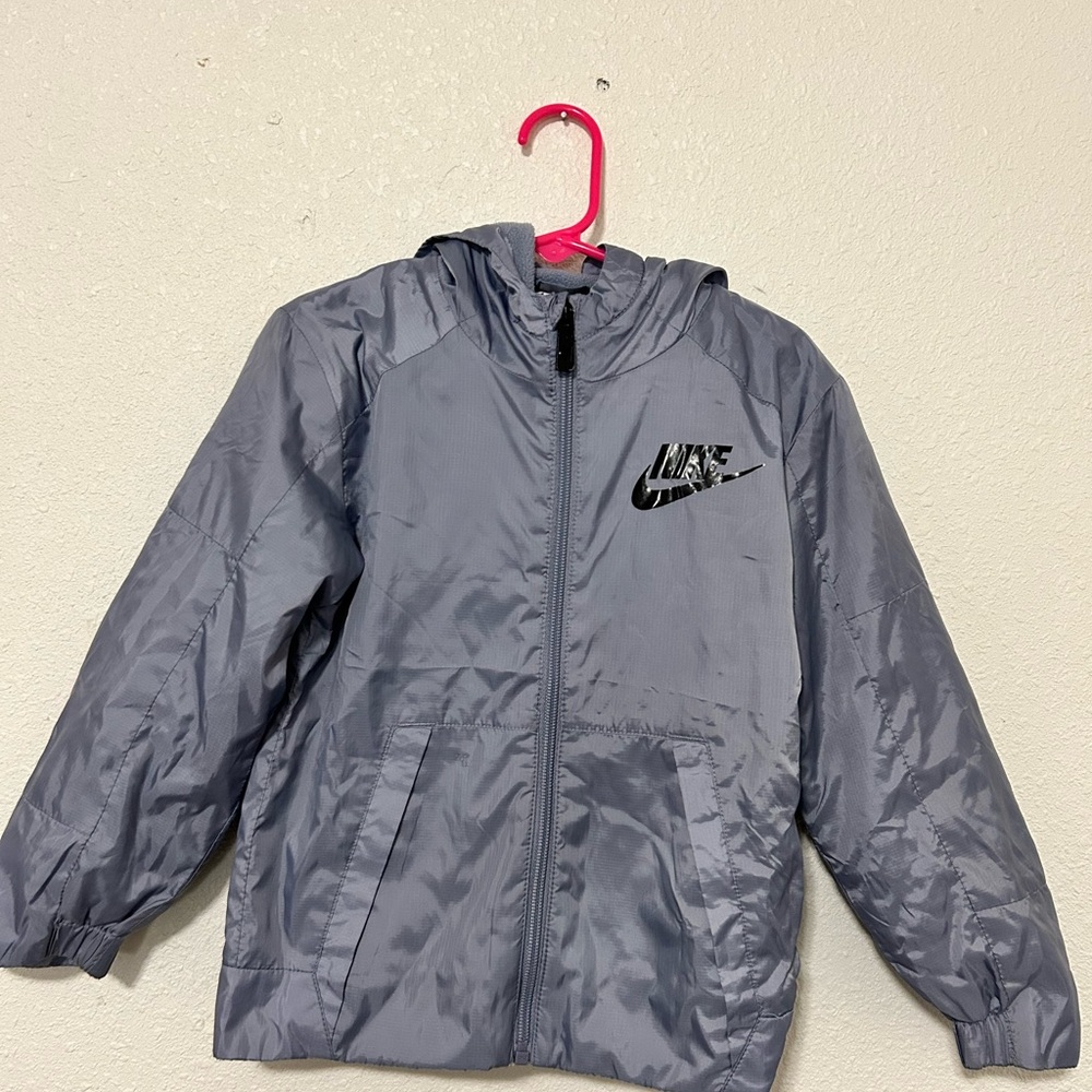 Nike‎ Youth Gray Zip Up Fleece Fully-Lined Hooded Jacket Sz 4T